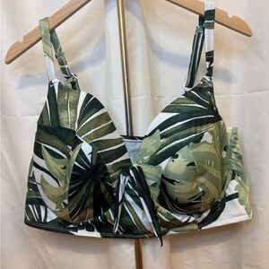 Swim By Cacique 46DDD Bikini Top Tropical Print  Lined Balconette Underwire